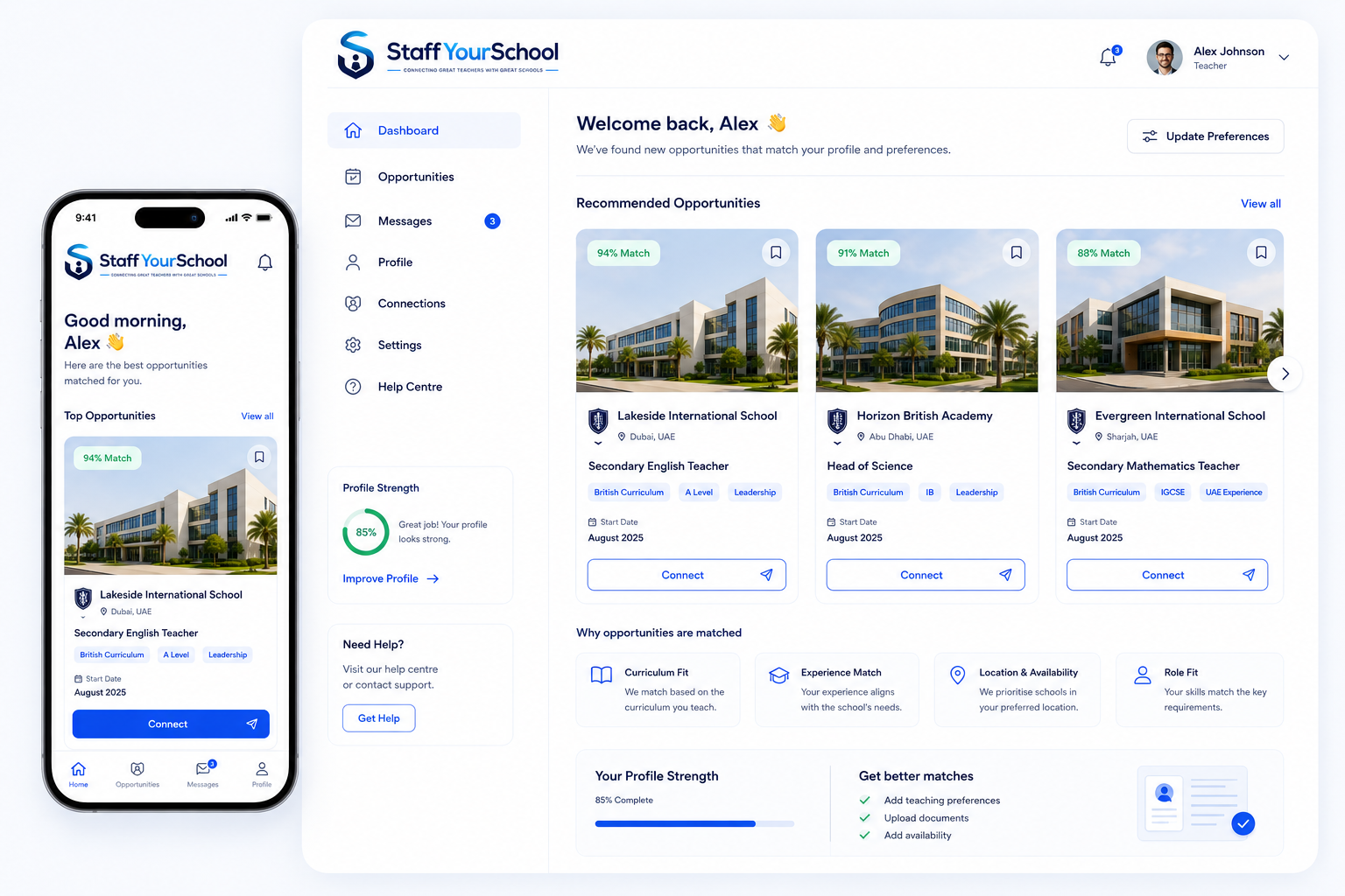 StaffYourSchool dashboard mockup